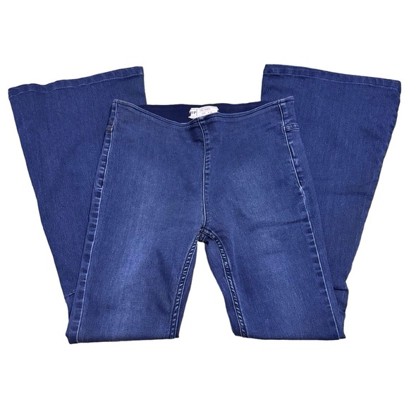 Free People Penny Pull-On Flare Jeans Echo Blue Bell Bottoms Size 28 - Picture 2 of 14
